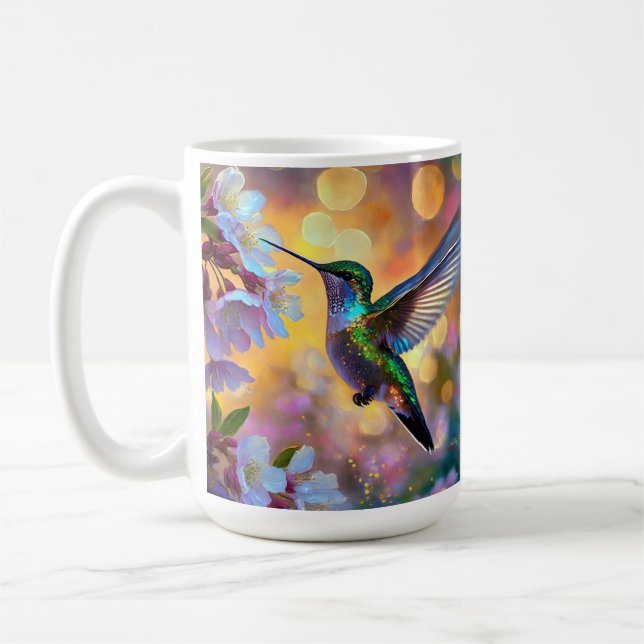 Cherry Blommar Fantasy Hummingbird Kaffemugg (Vänster)