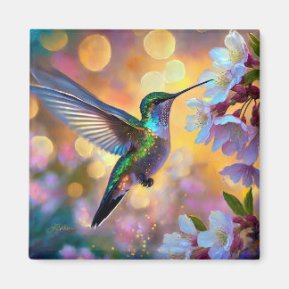Cherry Blommar Fantasy Hummingbird Magnet
