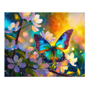 Cherry Blommar Fantasy Sunrise Butterfly Fototryck