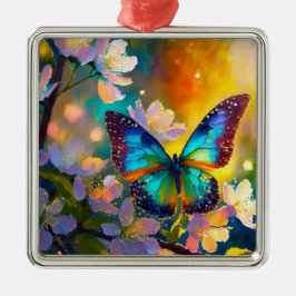 Cherry Blommar Fantasy Sunrise Butterfly Julgransprydnad Metall