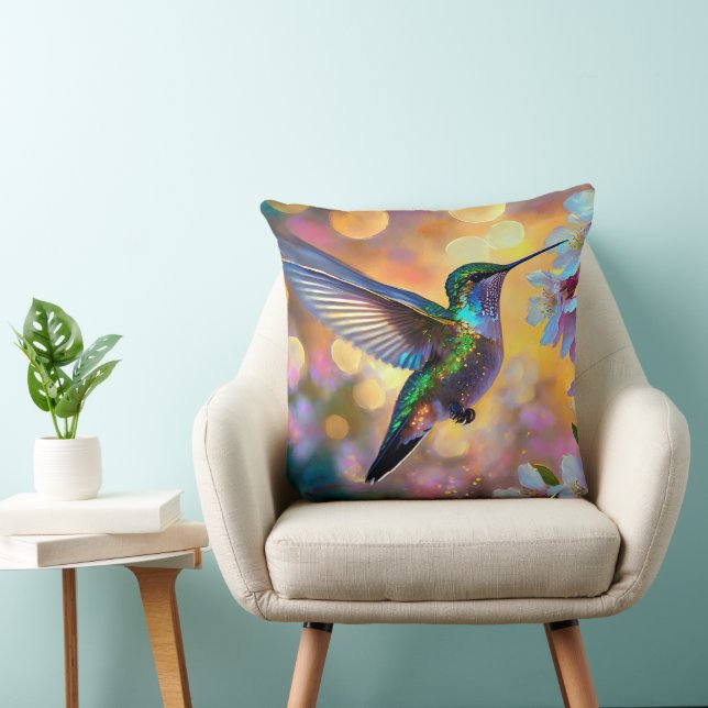 Cherry Blommar Fantasy Sunrise Hummingbird Kudde (Stol)