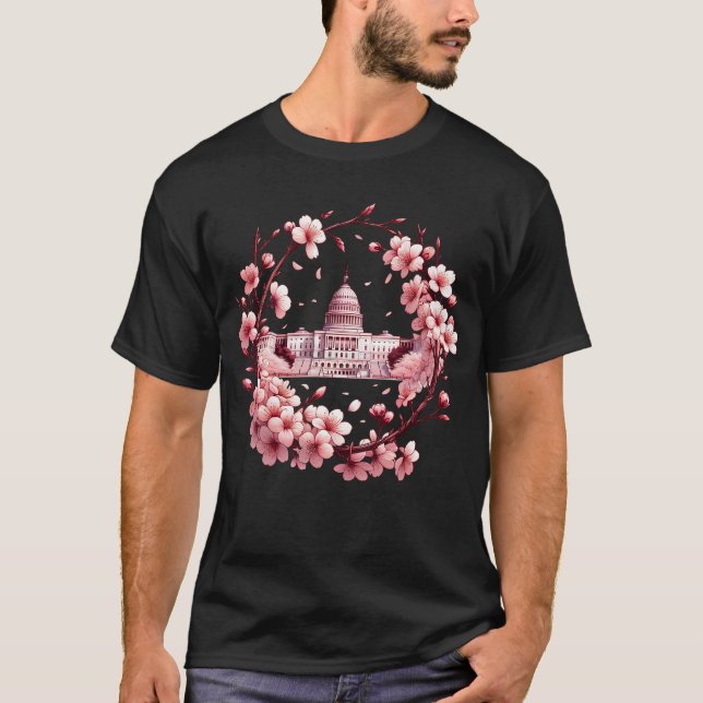 Cherry Blommar Festival Flower Träd Washington DC T Shirt (Framsida)