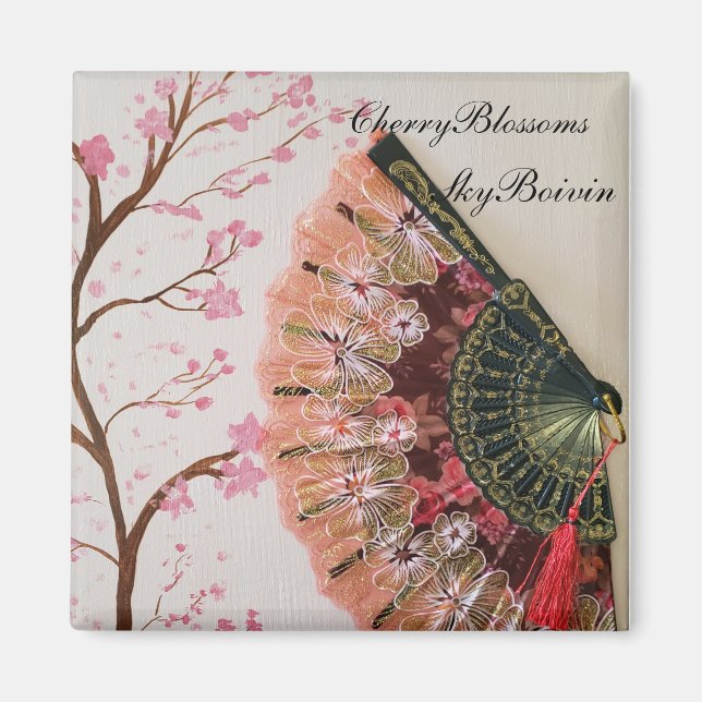 Cherry Blommar Fläkt art Magnet (Framsidan)