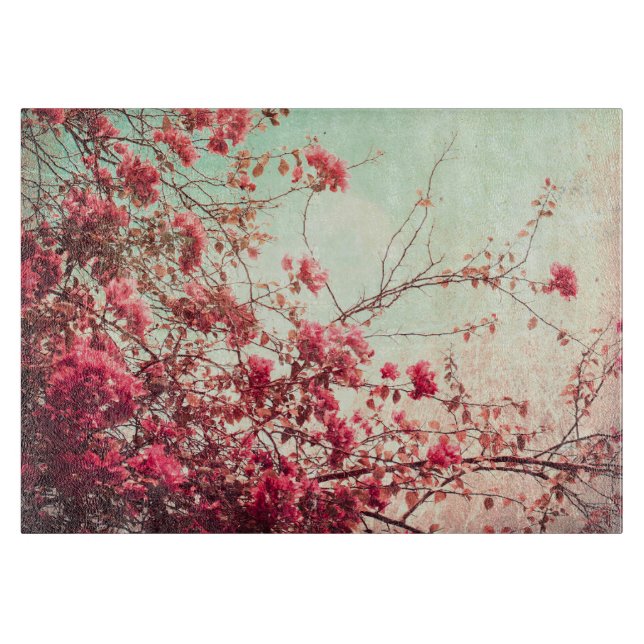 Cherry Blommar Flowers Blommigt Glass Caking Board (Framsidan)