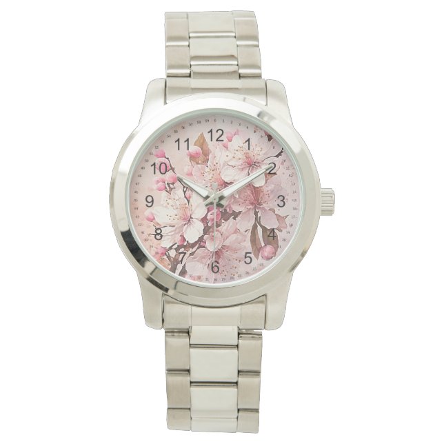 Cherry Blommar Flowers Dam Armbandsur (Framsida)