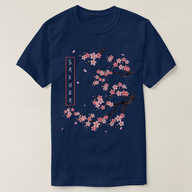 Cherry Blommar Flowers Japansk Art Sakura T Shirt (Design framsida)