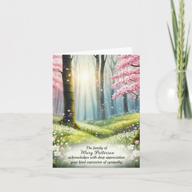 Cherry Blommar Forest Sympathy Tack Kort (Framsida)