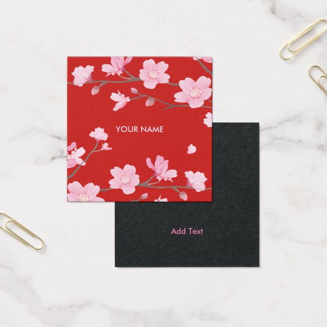 Cherry Blommar Fyrkantigt Visitkort (Kontor)