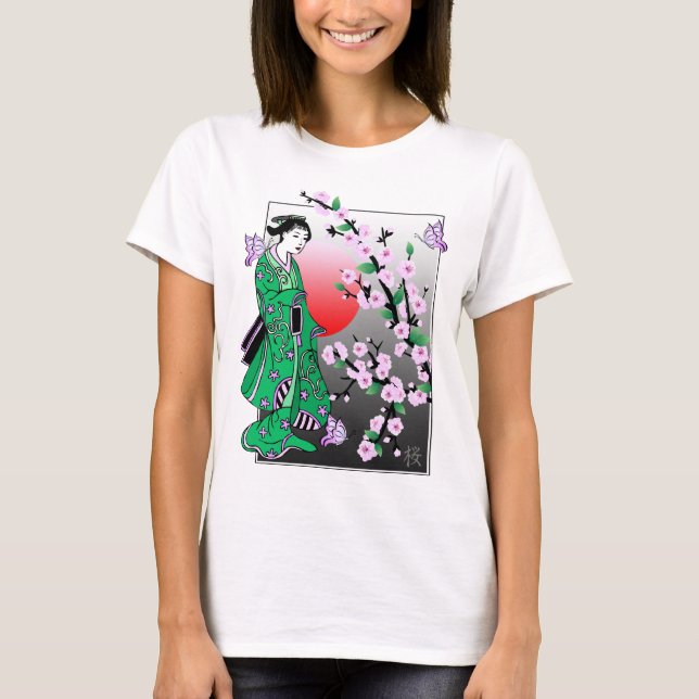 Cherry Blommar - Geisha Butterfly 3 T-Shirt (Framsida)