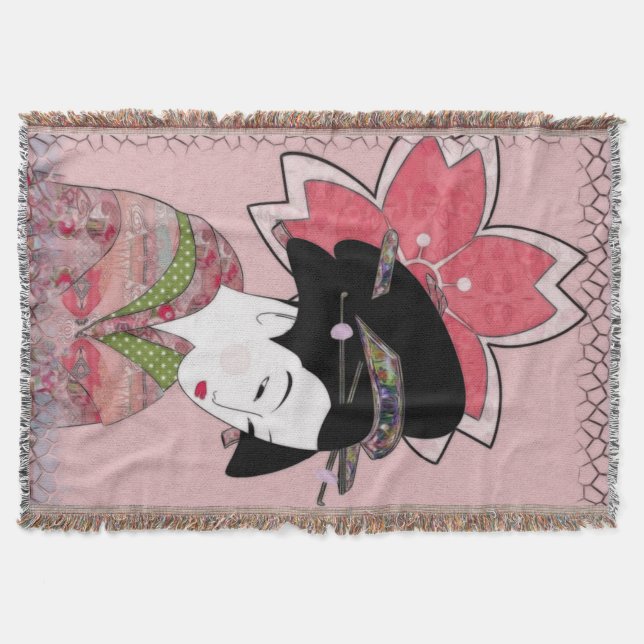 Cherry Blommar Geisha Filt (Framsidan)