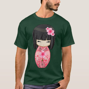 Cherry Blommar Geisha Japansk Kokeshi Doll T Shirt