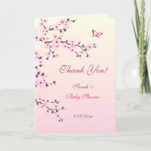 Cherry Blommar Girl Baby Shower Tack Kort