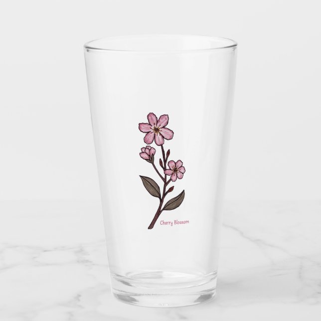Cherry Blommar Glass Tumbler Glaskopp (Framsida)