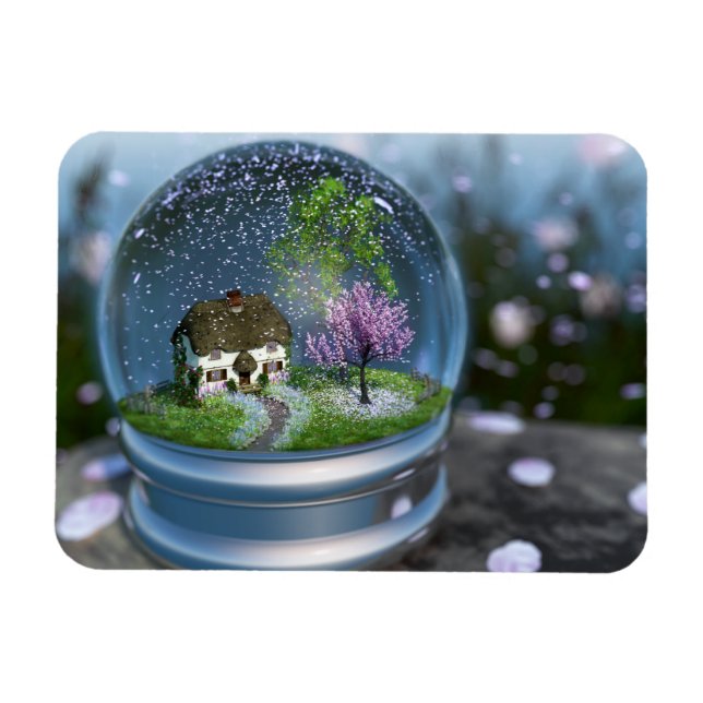 Cherry Blommar Globe Flexible Magnet (Horisontell)