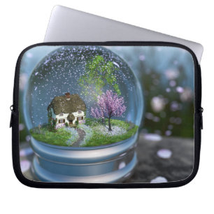 Cherry Blommar Globe Laptop sleeve