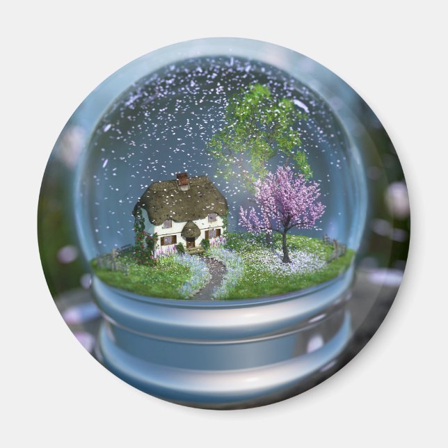 Cherry Blommar Globe Magnet (Framsidan)