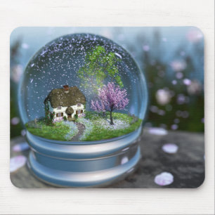 Cherry Blommar Globe Mousepad Musmatta
