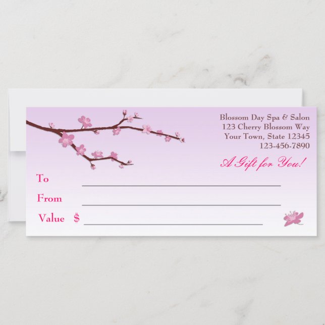 Cherry Blommar Gren, Lilac Gift Certificate (Framsida)