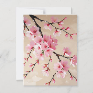 Cherry Blommar Grenar Art - Elegant Rosa Sakura Vykort