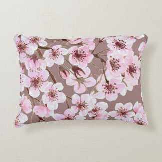 Cherry Blommar Grenar Watercolor Mönster Prydnadskudde