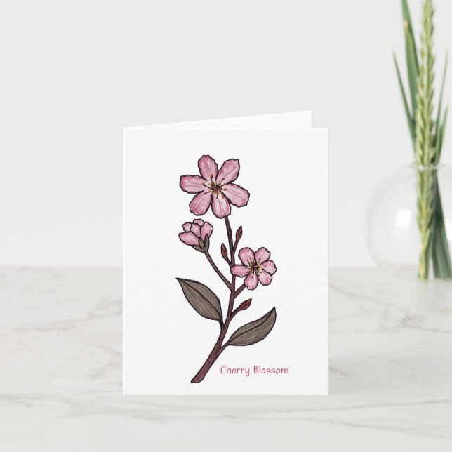 Cherry Blommar Hälsning Card Kort (Framsida)