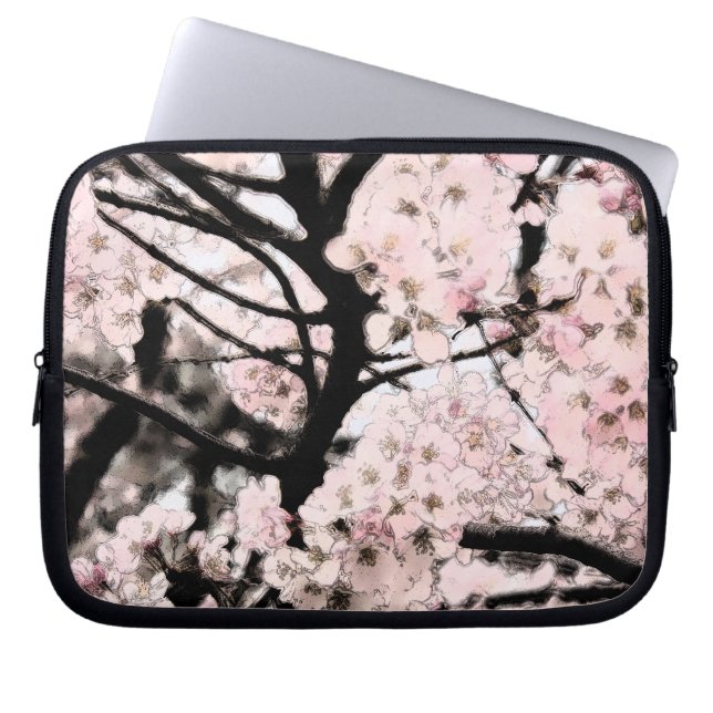 Cherry Blommar har redigerats Laptop Sleeve (Framsidan)
