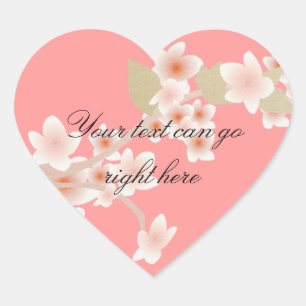 Cherry Blommar Heart Stickers Hjärtformat Klistermärke