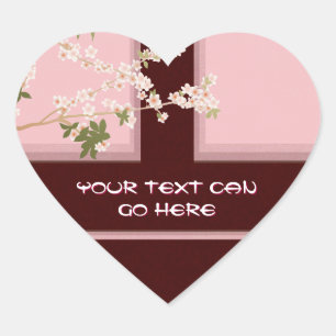 Cherry Blommar Heart Stickers Hjärtformat Klistermärke