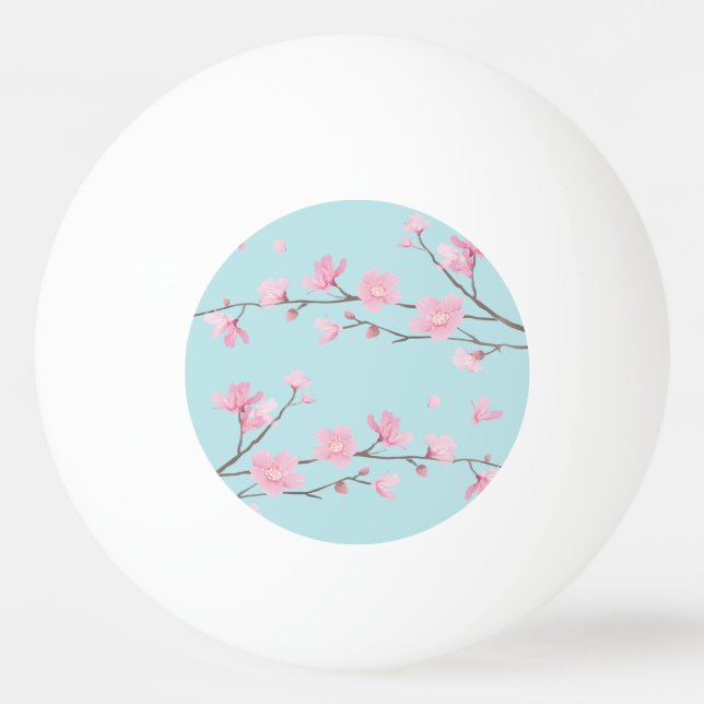 Cherry Blommar - Himlar Blue Pingisboll (Framsidan)