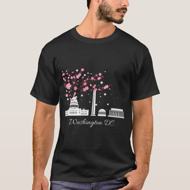 Cherry-Blommar i Washington Dc Monuts Memorials T Shirt (Framsida)