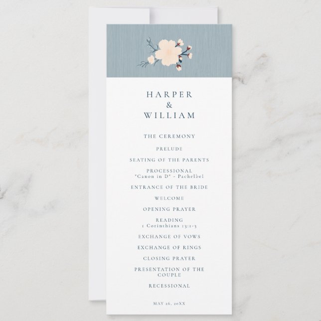 Cherry blommar japandi bröllopsprogram inbjudningar (Framsida)