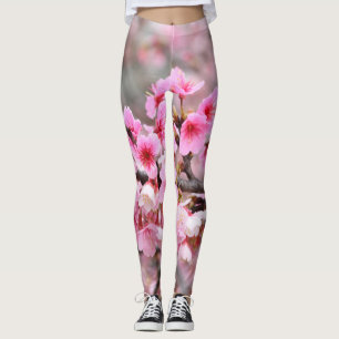 Cherry blommar Japans blommigt rosa Träd Flowers Leggings