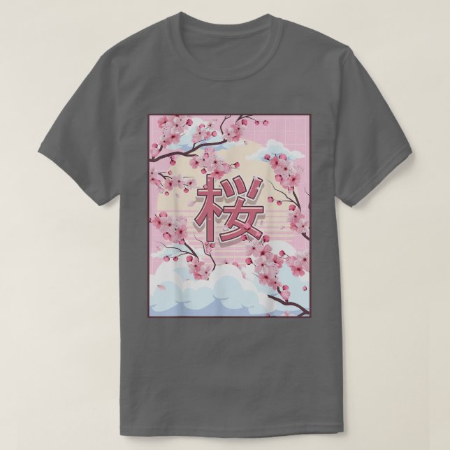 Cherry Blommar Japansk Aesthetic Kawaii Sakura Tr T Shirt (Design framsida)