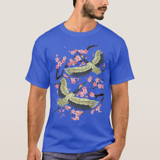 Cherry Blommar Japansk Art Bird Crane T Shirt