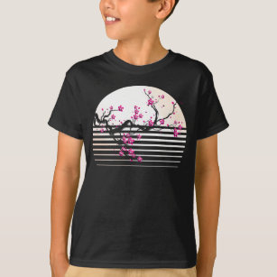 Cherry Blommar Japansk Retro Sunset Sakura Träd T Shirt