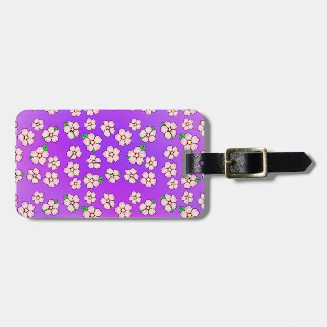 Cherry Blommar Japansk Rosa Travel Flowers Cute Bagagebricka (Horisontell Framsida)