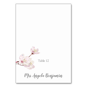 Cherry Blommar Japanska Sakura Bröllop Place Card Bordsnummer