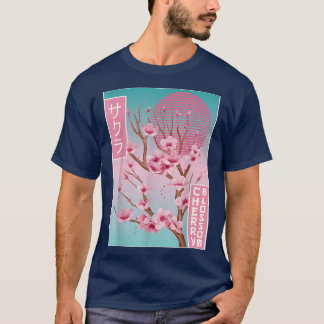 Cherry Blommar Japanska Sakura Vaporwave Aesthetic T Shirt