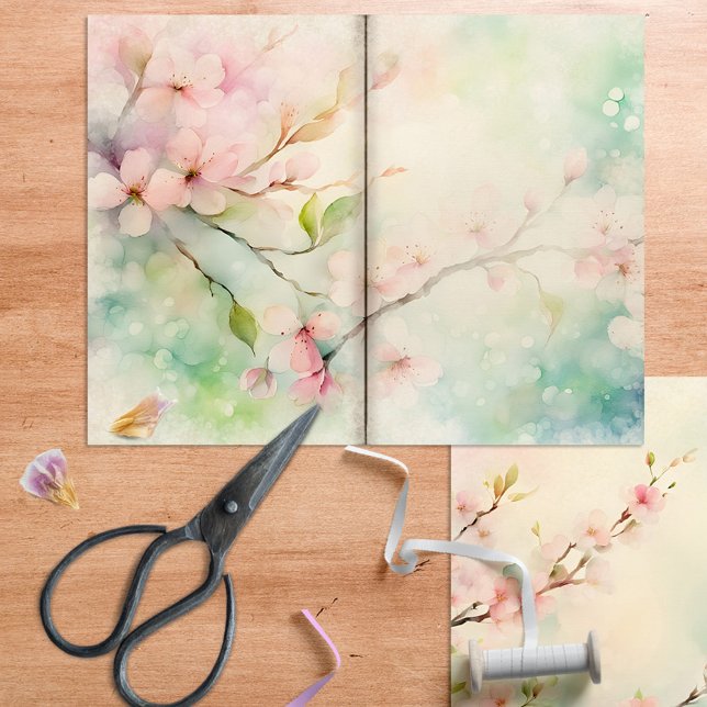 Cherry Blommar Journal Page (Cherry blossom journal paper in double page style. Just fold and craft! 
)