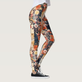 Cherry Blommar Kimono Splice Leggings - Söt