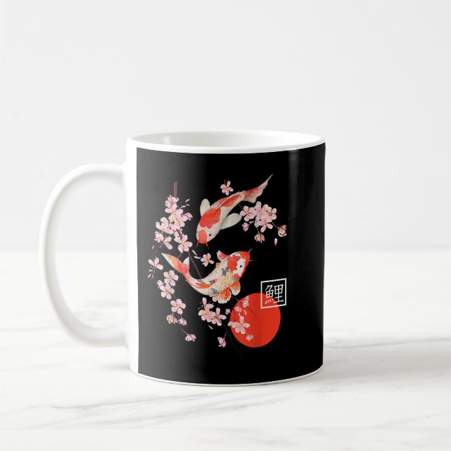 Cherry Blommar Koi Carp Fish Japant Sakura Graph Kaffemugg (Vänster)