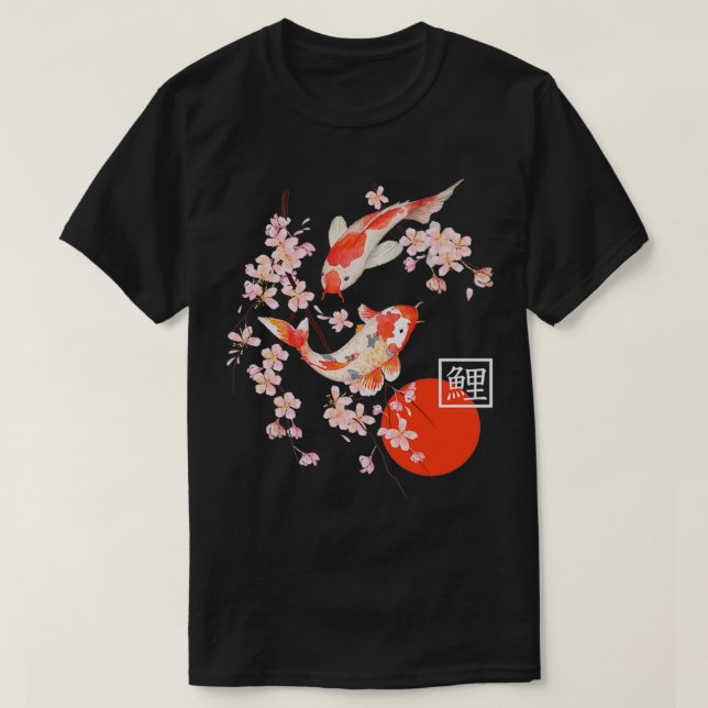 Cherry Blommar Koi Carp Fish Japant Sakura Graph T Shirt (Design framsida)