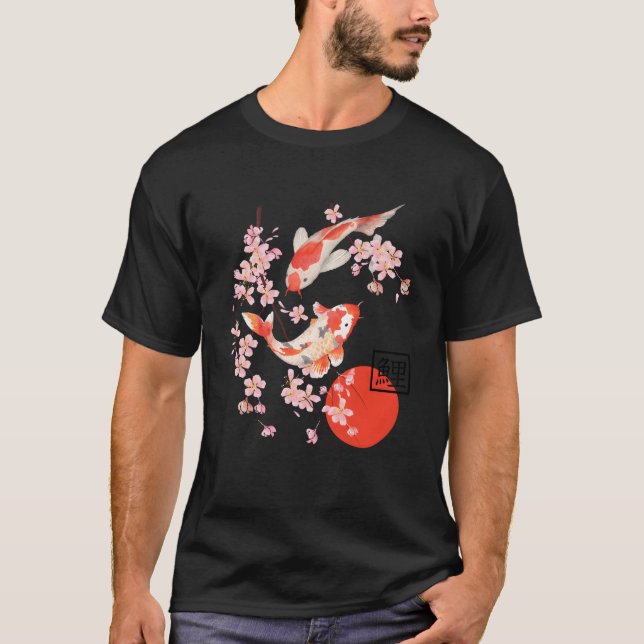 Cherry Blommar Koi Carp Fish Japant Sakura Graph T Shirt (Framsida)