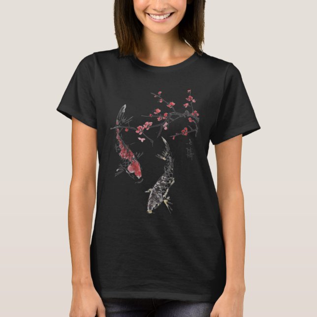 Cherry Blommar Koi Carp Fish Japant Sakura Graph T Shirt (Framsida)
