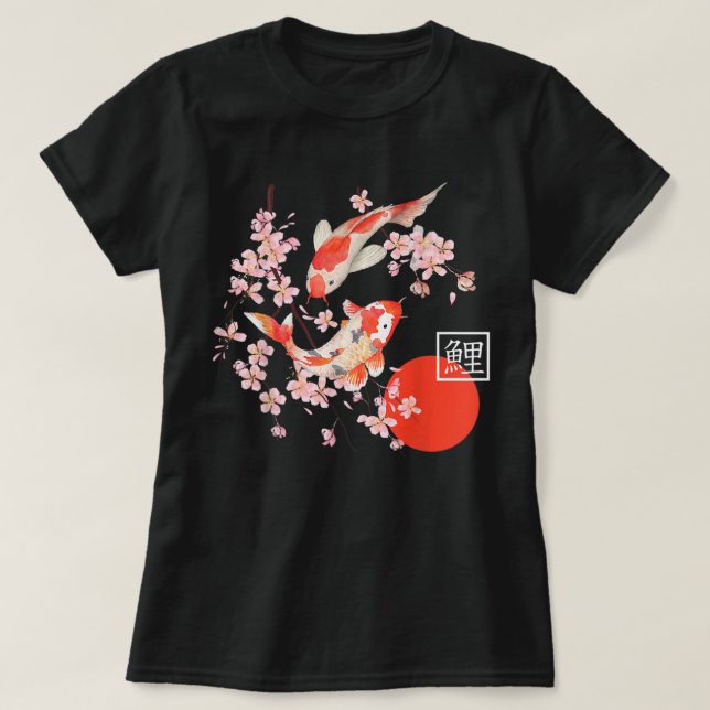 Cherry Blommar Koi Carp Fish Japant Sakura Graph T Shirt (Design framsida)