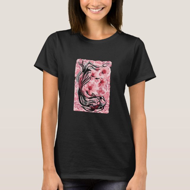Cherry Blommar Koi Japansk Koi Carp Vår Nishik T Shirt (Framsida)