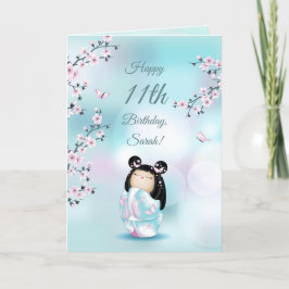 Cherry Blommar Kokeshi Doll | Flickor Rosa vid föd Kort