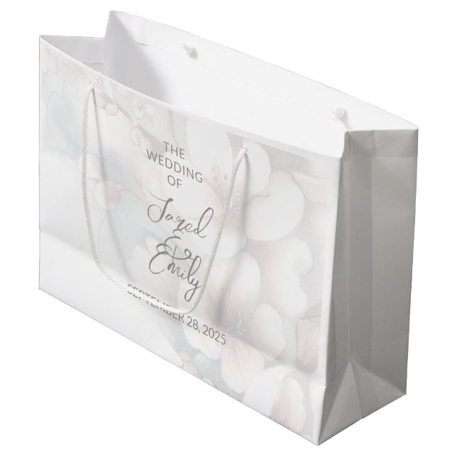 Cherry Blommar Large Bröllop Gift Bag (Framsidan Vinklad)