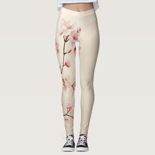 Cherry Blommar Leggings (Framsida)