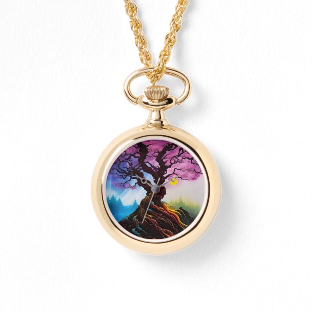 Cherry blommar Livets träd Armbandsur (Framsida)